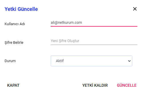 Yetkili Bilgileri Güncelle
