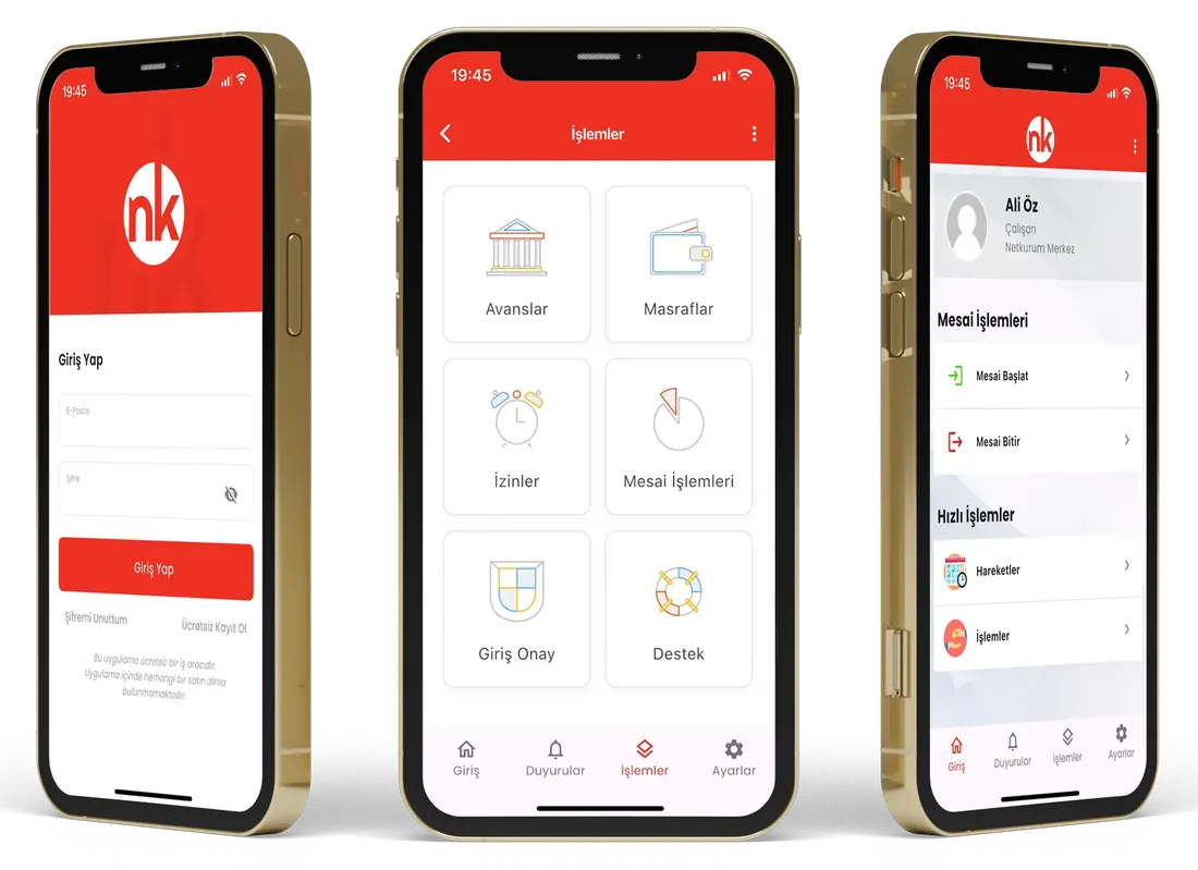 NetKurum mobil uygulaması telefon ekranında